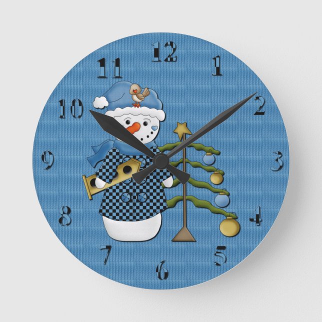 Cute Snowman Wall Clock (Front)