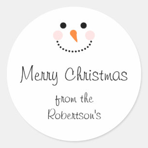 Cute Snowman White Merry Christmas Envelope Seal