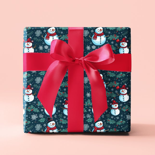 Cute Snowman Winter Christmas Holidays Wrapping Paper (Creator Uploaded)