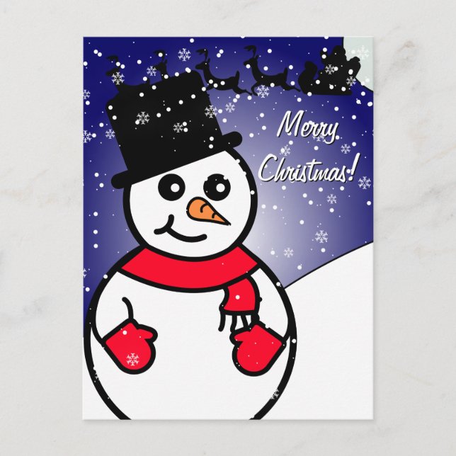 Cute Snowman Winter Holiday Christmas Postcard (Front)
