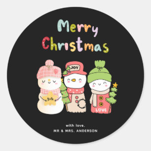 Cute Snowman Winter Holiday Classic Round Sticker