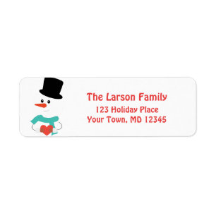 Cute Snowman Winter Holiday Custom Return Address Label