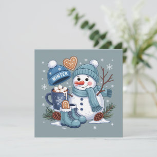 Cute Snowman Winter Season Vibes Christmas Holiday Card