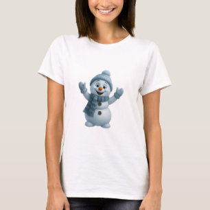 Cute Snowman with Blue Scarf – Adorable Winter Chr T-Shirt