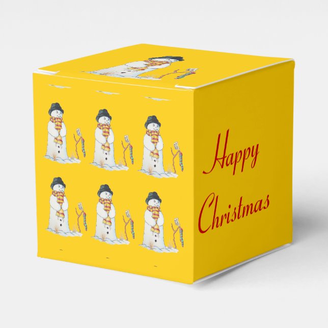 Cute snowman with Christmas stocking Favour Box (Front Side)