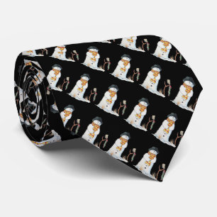Cute snowman with Christmas stocking in the snow Tie