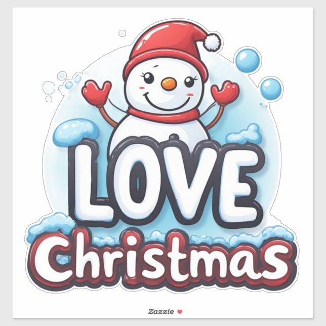 Cute Snowman With Red Hat And Scarf (Sheet)