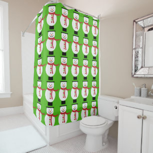 Cute Snowman with Scarf Holiday Pattern Shower Curtain