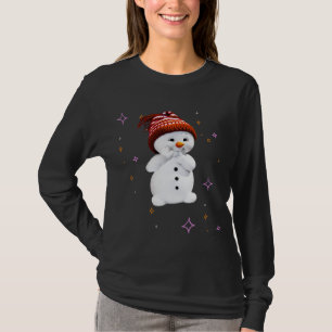 Cute Snowman with snowflakes gift for Christmas T-Shirt