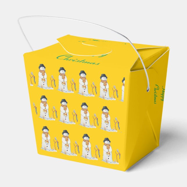 Cute snowman with stocking for christmas favour box (Back Side)