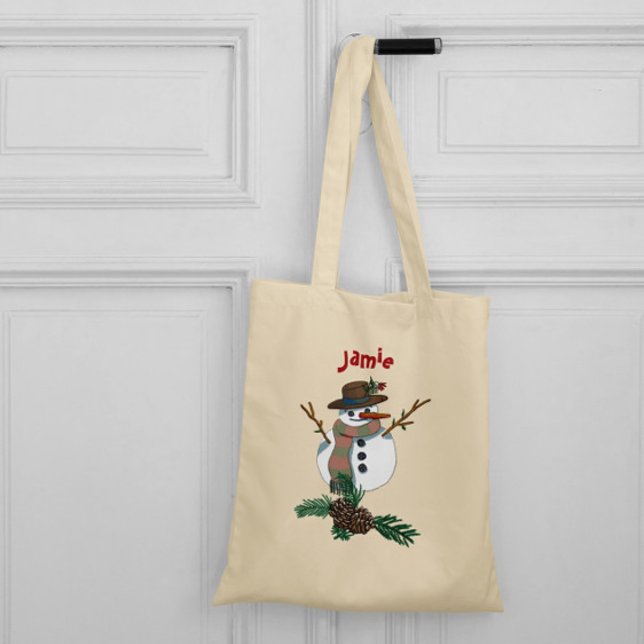 Cute snowman with your name on it. tote bag (Creator Uploaded)
