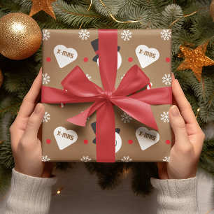 Cute Snowman Xmas Christmas Holiday Gift Kids  Wrapping Paper