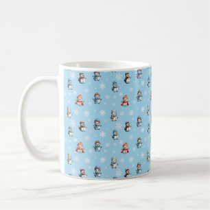 Cute Snowmen and Snowflakes Christmas Pattern Coffee Mug