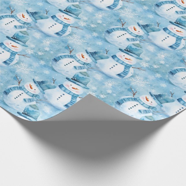 Cute Snowmen and Snowflakes Wrapping Paper (Corner)