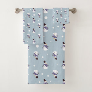 Cute Snowmen Bath Towel Set