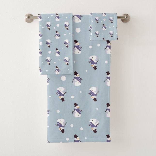 Cute Snowmen Bath Towel Set (Insitu)
