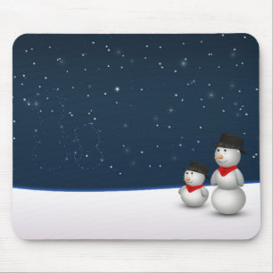 Cute Snowmen Constellation Mouse Pad