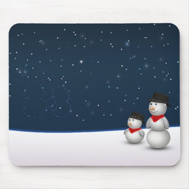 Cute Snowmen Constellation Mouse Pad (Front)
