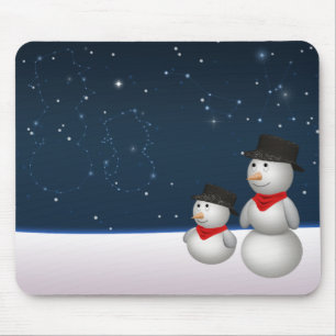 Cute Snowmen Constellation Mouse Pad