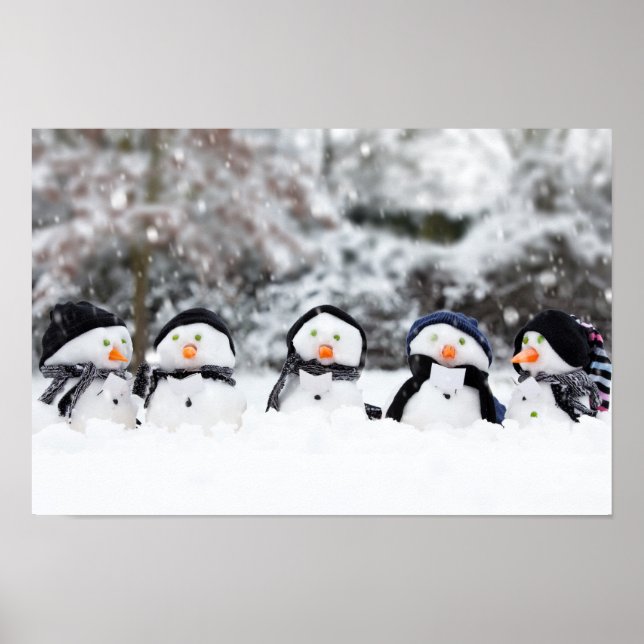 Cute snowmen dressed for winter poster (Front)