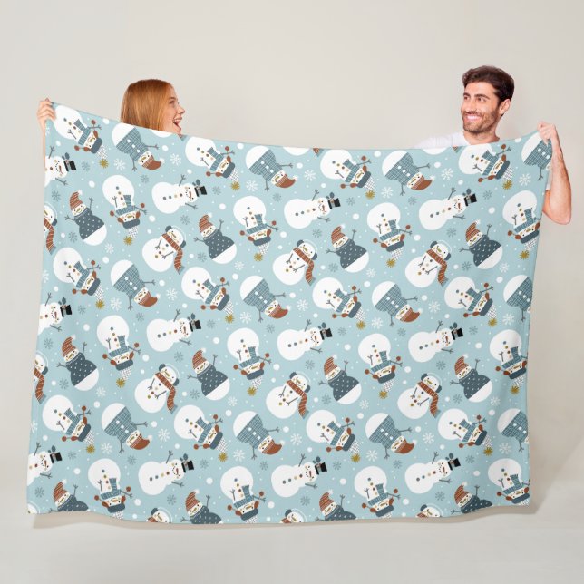 Cute Snowmen Fleece Blanket (In Situ)