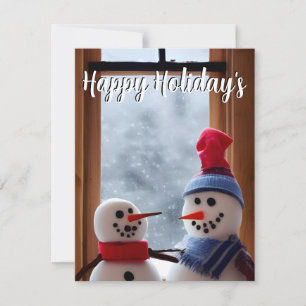 Cute Snowmen Happy Holiday's Message Holiday Card