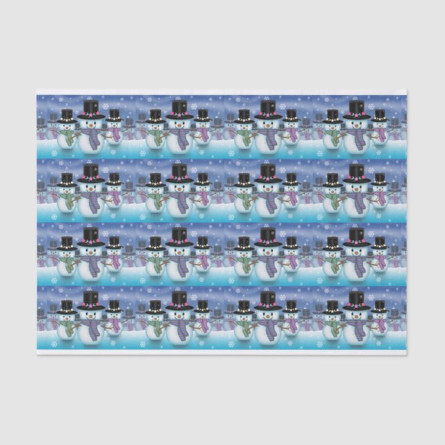 Cute Snowmen Holiday Tissue Paper (Front)