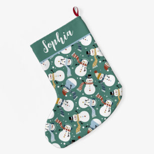 Cute Snowmen Large Christmas Stocking