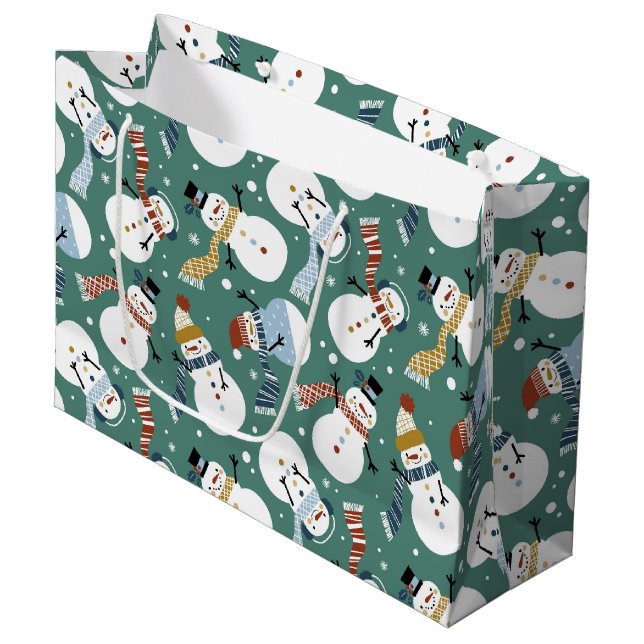 Cute Snowmen Large Gift Bag (Front Angled)