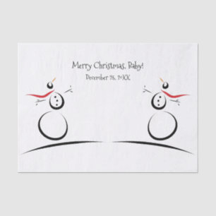 CUTE SNOWMEN PRESENT Baby's First Christmas Tissue Paper