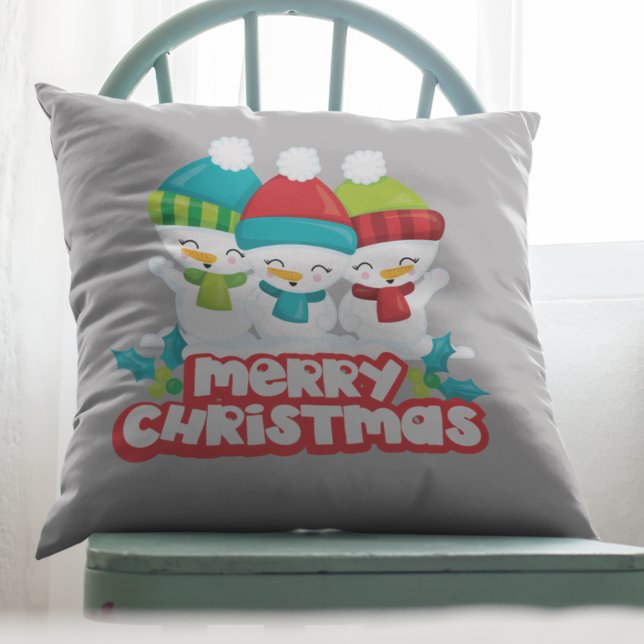 Cute Snowmen Trio Holiday Cushion (Creator Uploaded)