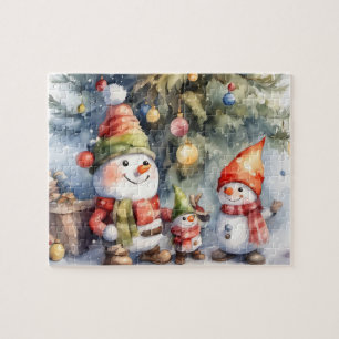 Cute Snowmen Winter Wonderland Jigsaw Puzzle