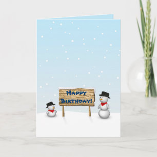 Cute Snowmen wishing Happy Birthday Card