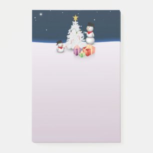 Cute Snowmen with Christmas Tree Post-it Notes