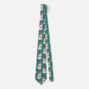 Cute Snowmen with Christmas tree Tie