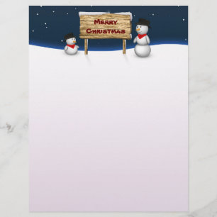 Cute Snowmen with Sign - Christmas Letterhead