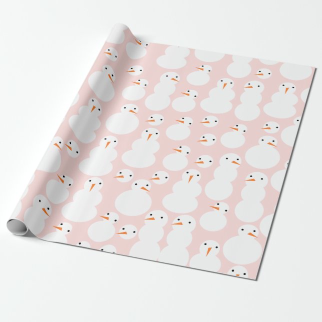Cute Snowmen Wrapping Paper (Unrolled)