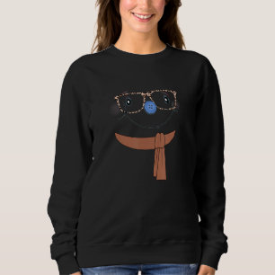 Cute Snowwoman Face Leopard Glasses Fun Winter Sno Sweatshirt