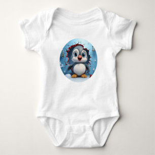 Cute Snowy Explorer Penguin Baby Baby Bodysuit