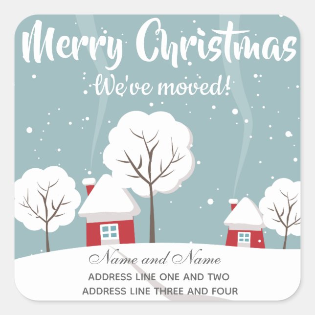 Cute Snowy Houses and Trees Square Sticker (Front)