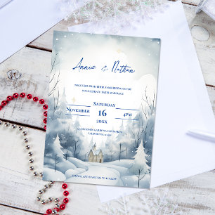 Cute Snowy Landscape Winter Wedding Postcard