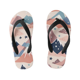 Cute snowy mountains and stars pattern pink kid's thongs