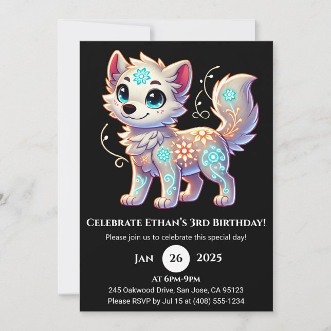 Cute Snowy Pup Birthday Invitation (Front)