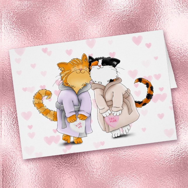 Cute Snuggly Cats in Robes Valentine Card (Creator Uploaded)