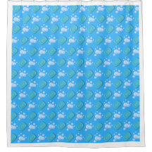 Cute Soap Bars and Bubbles Kids Blue Shower Curtai