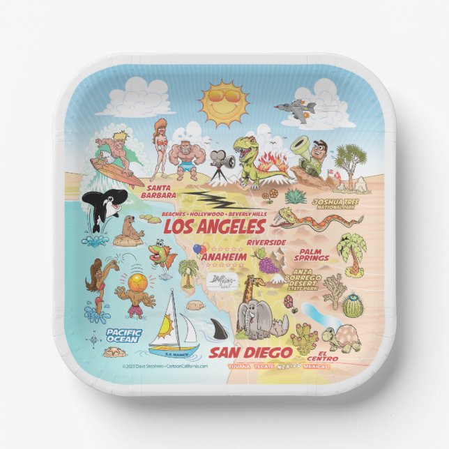 Cute SoCal Paper Plates (Front)