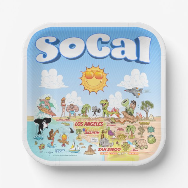 Cute SoCal Paper Plates (Front)