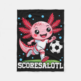 Cute Soccer Axolotl Funny Scoresalotl Xolotl Fleece Blanket
