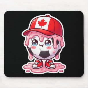Cute Soccer Ball Melting Ice Cream Drip Wear Canad Mouse Pad