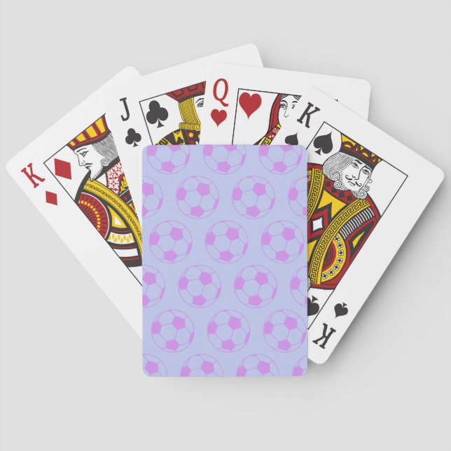 Cute Soccer Ball Pattern in Purple and Blue Playing Cards (Back)